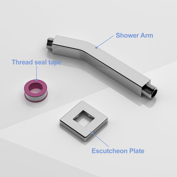 Elegant 6" Shower Arm With Flange, Stainless Steel Construction For Rain Shower Heads