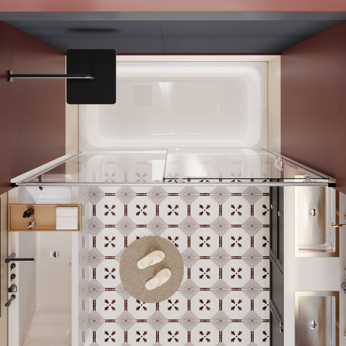 Single Sliding Shower Door For Bathtub With And Handle - Chrome