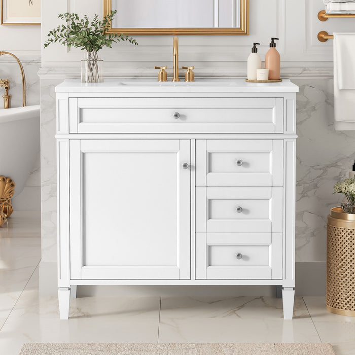 Bathroom Vanity With Top Sink, 2 Drawers, Tip Out Drawer