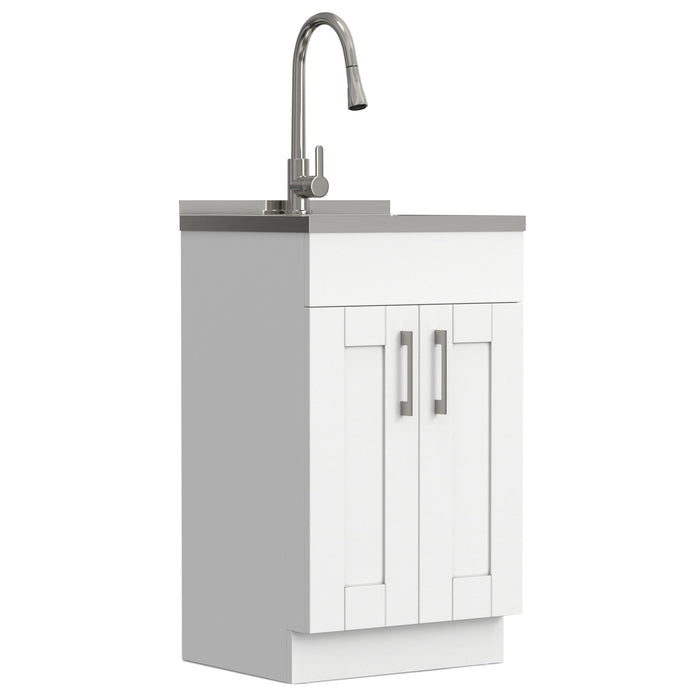 Modern Shaker All-In-One Laundry Utility Sink And Cabinet With Pull-Out Faucet