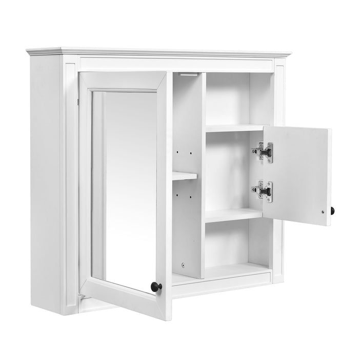 Wall-Mounted Bathroom Cabinet With Mirror And 3 Shelves - White