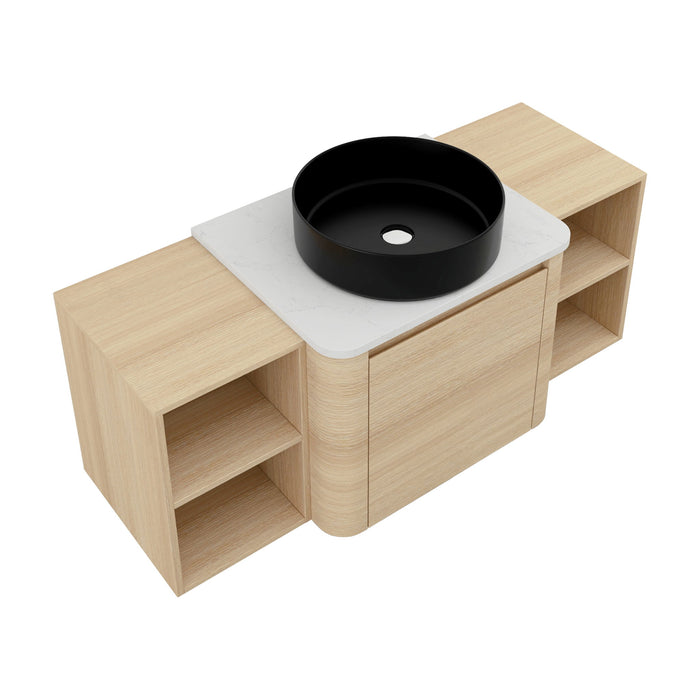 Mounted Bathroom Vanity With Art Sink, 2 Storage Shelves, Soft Close Door