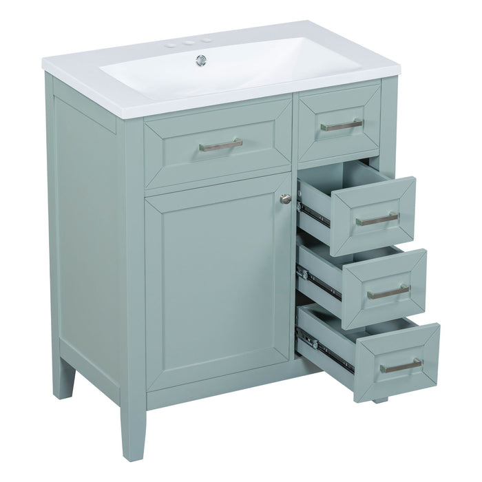 30" Bathroom Vanity With Sink Combo, Bathroom Cabinet With Drawers - Green