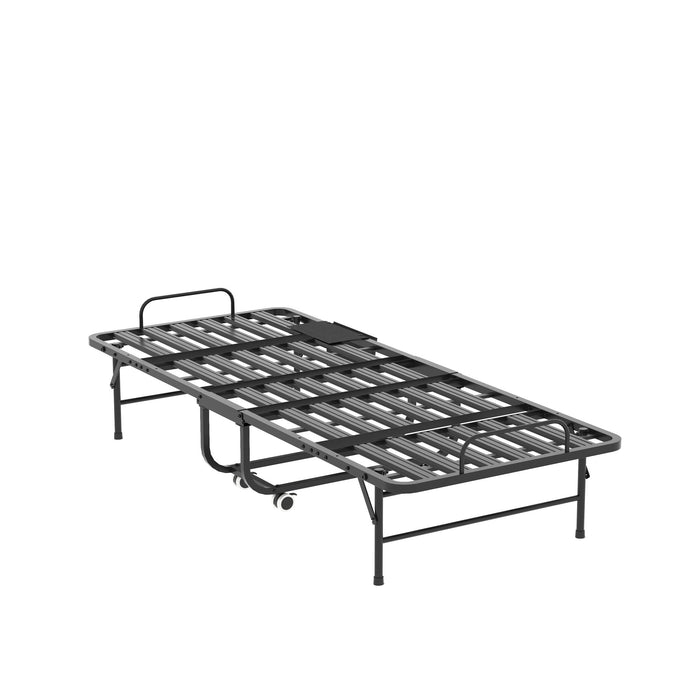Twin Folding Bed With Memory Foam Mattress, Space Saving Rollaway Guest, On Wheels, Portable For Adults & Guests - Black
