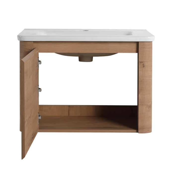 Wall Mounted Bathroom Vanity With Sink & 1 Soft Close Door
