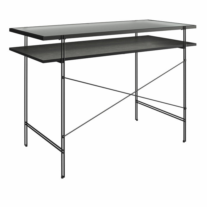 Vance - Computer Desk With Fluted Glass Desktop - Black