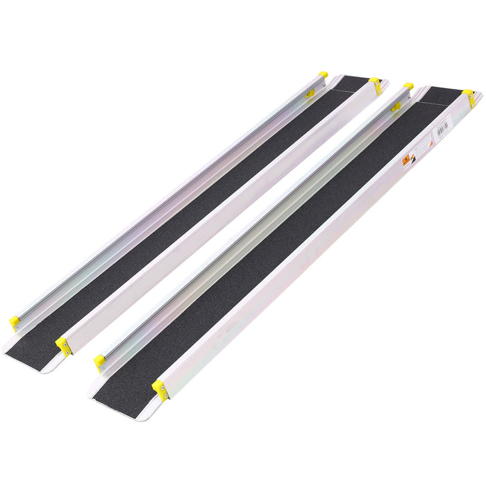 Premium Adjustable Telescoping Wheelchair Track Ramps Aluminium - Silver