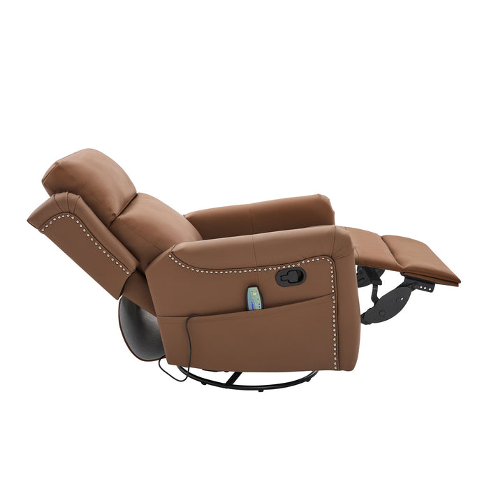 Manual Recliner Swivel Rocking Chair With 8 Point Massage And Heating