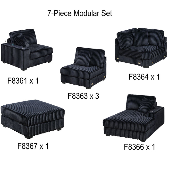 Contemporary Style Modular Sectional Sofa Set With USB, Cup Holder
