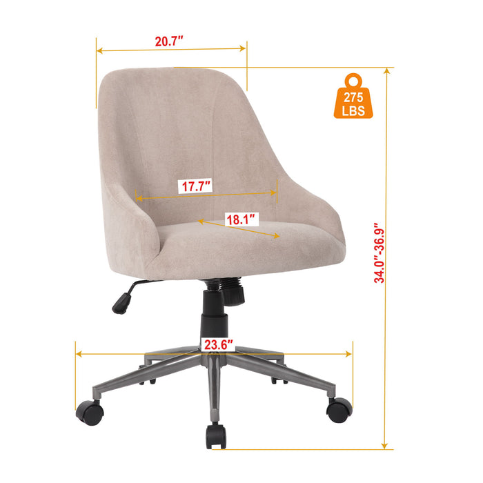 Enveloping Bucket Back Swivel Computer Chair For Home Decor - Beige