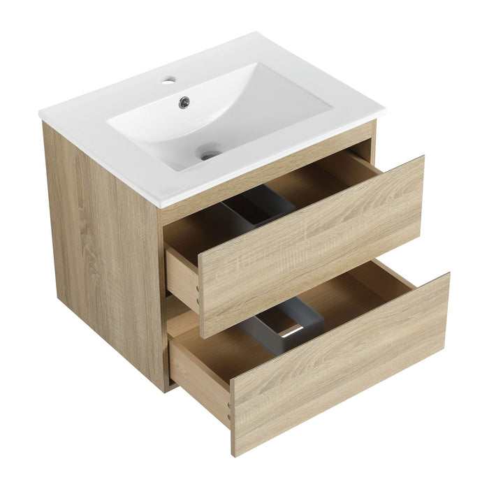 Wall Mounted Bathroom Vanity & Sink, 2 Soft Close Drawers