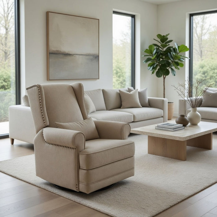 Extra Wide Swivel Recliner Glider Chair With Footrest