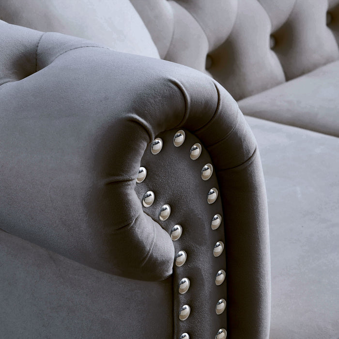 Chesterfield Sofa With Rolled Arms And Nailhead Trim