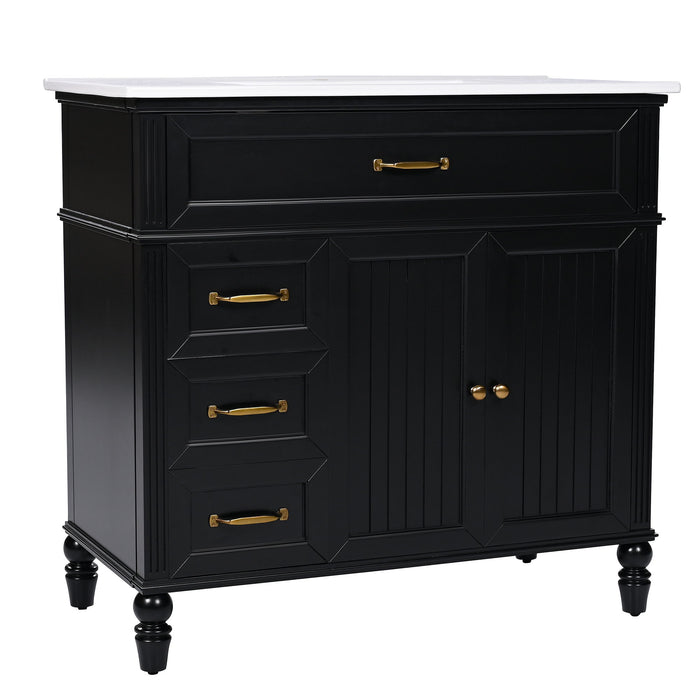 Bathroom Vanity With Sink, 2 Doors 2 Drawers, Freestanding Design