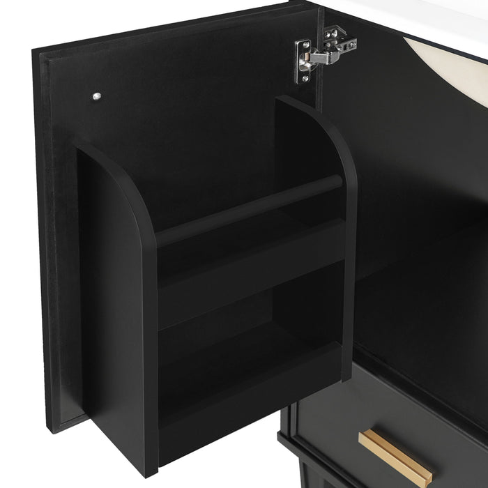 Bathroom Vanity With Sink, Deep Drawer And Pull Out Basket, Rectangular Design - Black