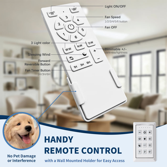 Reversible Motor Integrated LED Dimmable Ceiling Fan With Light