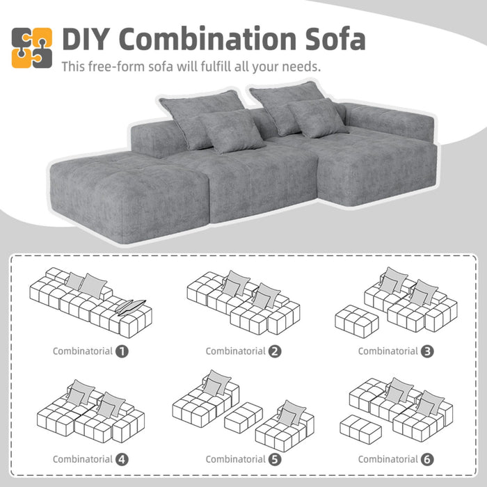 Modern Oversized, Modular Sectional Sofa With Pillows