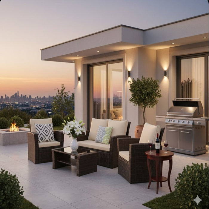 Modern Patio Set With Table And Cushions