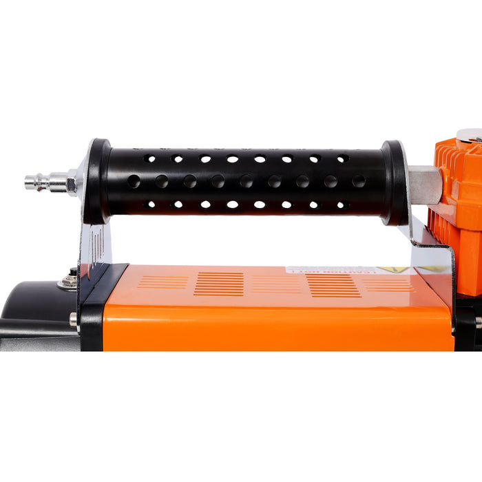 Heavy Duty 12V Air Compressor, Tire Inflator With Pressure Gauge, Compact Size - Black / Orange