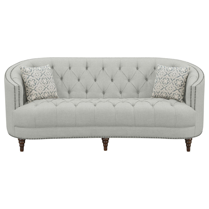 Veronica - Light Sloped Sofa With Tufted Elegant Upholstered Lounge Seating - Light Gray