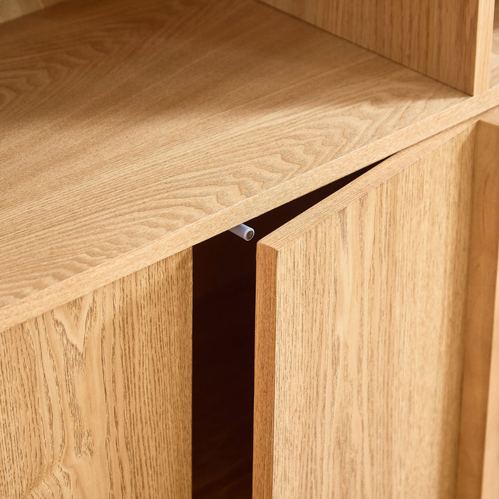 Fluted Sideboard Buffet Cabinet With 2 Doors And Adjustable Shelf, Storage Cabinet For Entryway