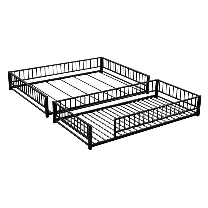 Bunk Bed Frame With Ladder And Safety Guardrails