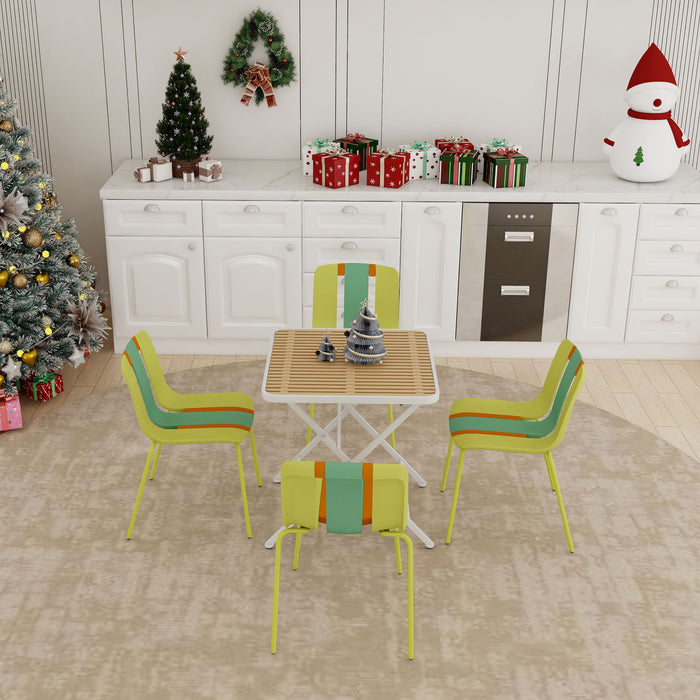 Modern Striped Blocking Single Chairs, Waterproof And Fade Resistant (Set of 4)