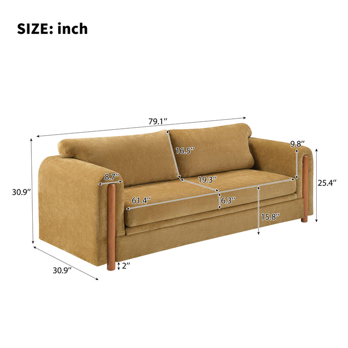 Modern 3 Seater Upholstered Couch Sofa For Living Room