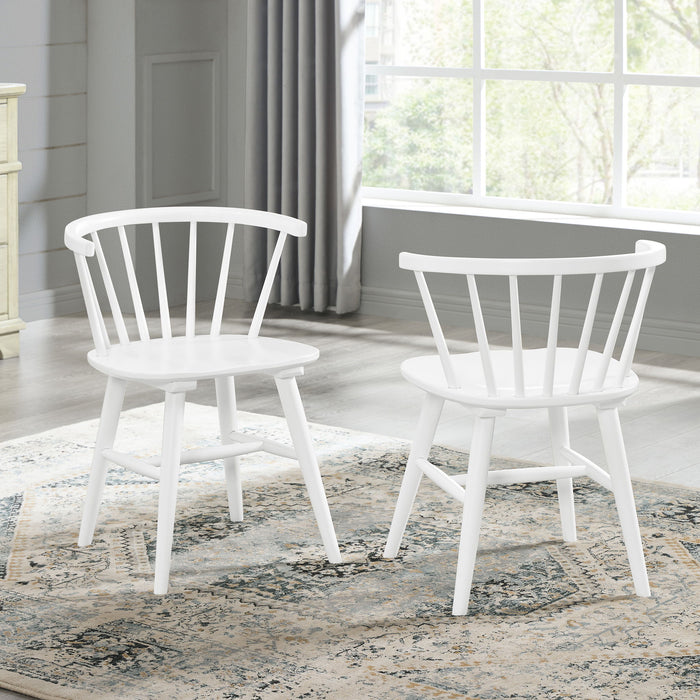 Edo - 5 Piece Dining Set, Trestle Dining Table With 4 Windsor Chairs - White