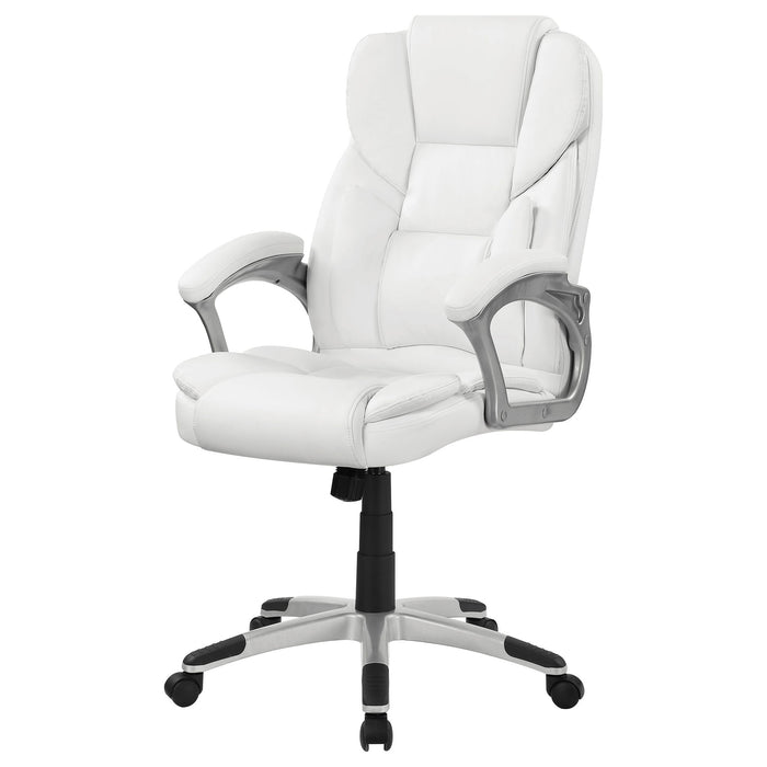 Kaffir - Upholstered Adjustable Home Office Desk Chair With Ergonomic Support And Smooth Swivel - White
