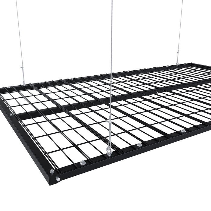 Overhead Garage Storage Rack For High Ceilings & Safety Lock - Black