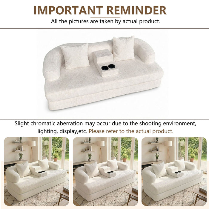 2 In 1 Convertible Sleeper Sofa Bed With Cup Holders