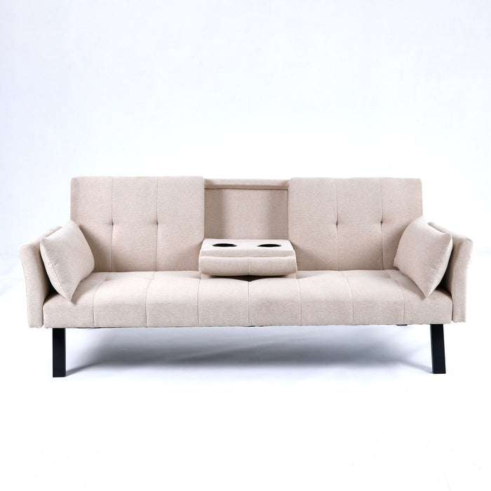 Sofa Bed With Foldable Design And Cup Holder