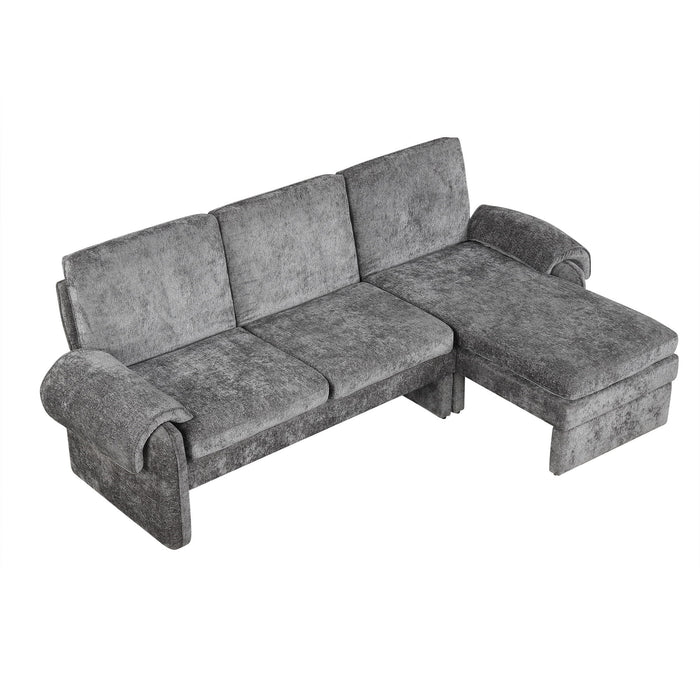 Convertible Futon Sofa Bed With Adjustable Backrest, Reversible Chaise Lounge And 2 Removable Armrest Pillows