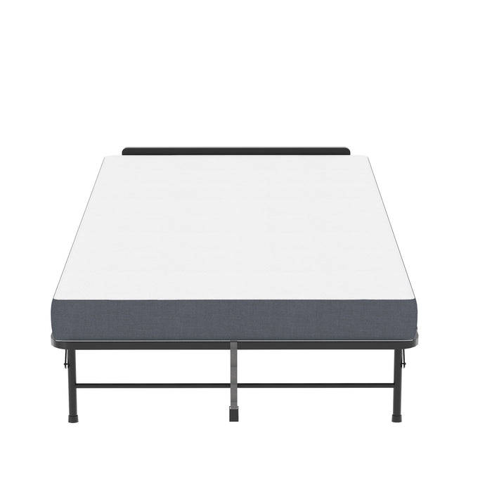 Twin Wide Folding Bed With Adjustable Headboard, Extra Long Rollaway For Tall People, Memory Foam Mattress - Black
