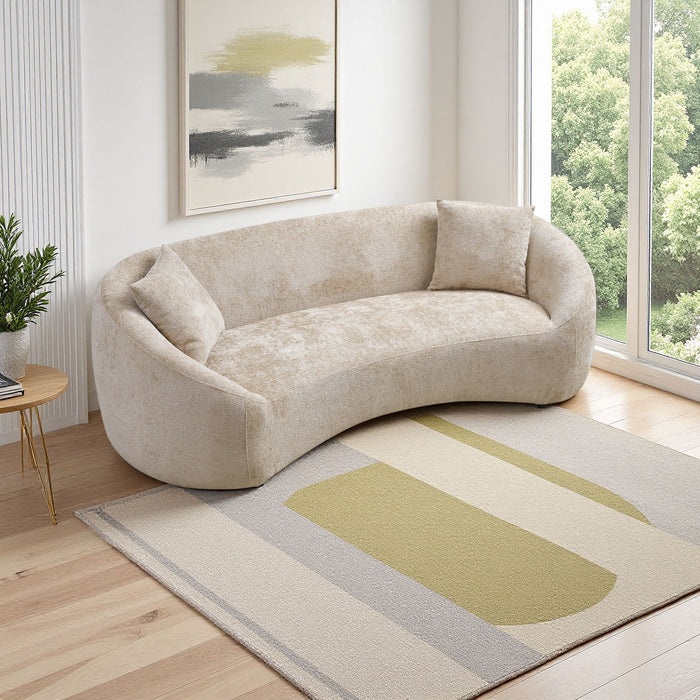 Curved 3 Seater Sofa, Long Living Room Couch