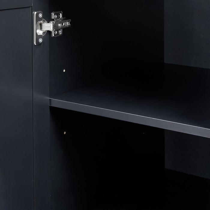 Tall Wide Storage Cabinet With Doors, 3 Drawers