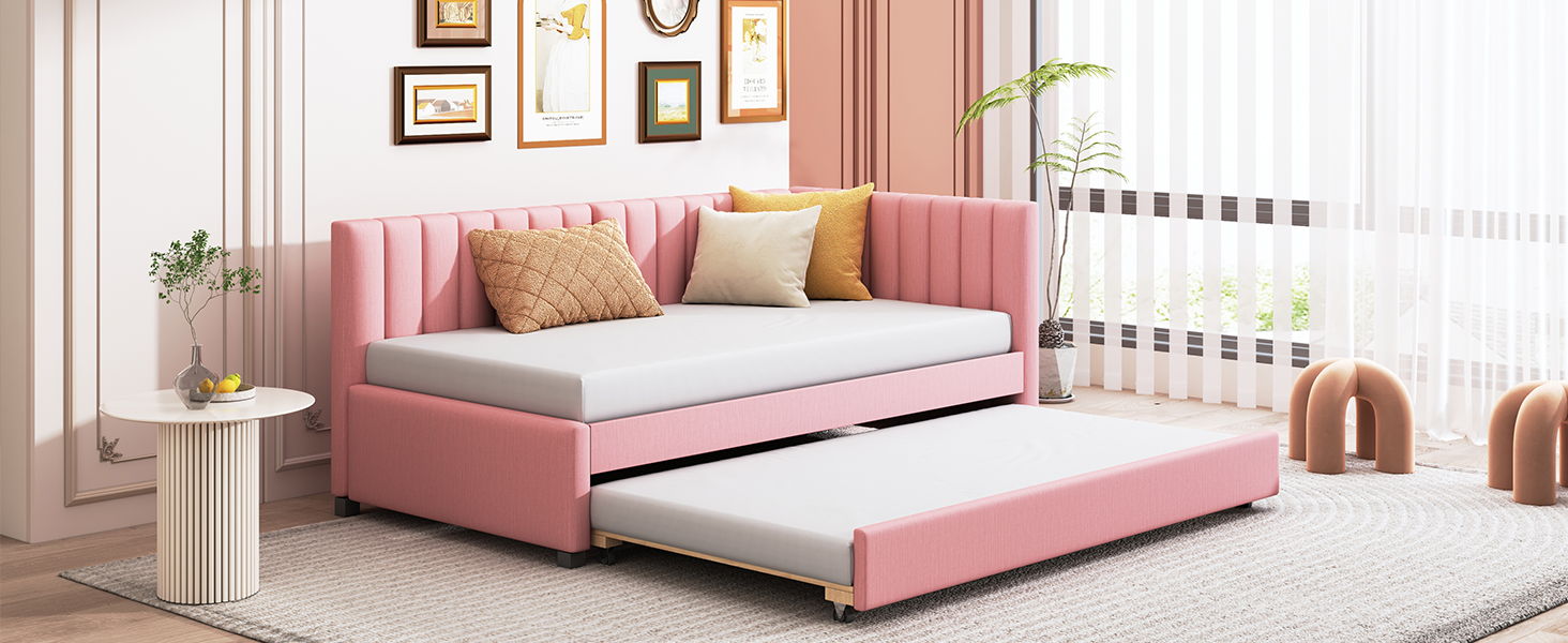Upholstered Daybed, Sofa Bed Frame, No Box Spring Needed