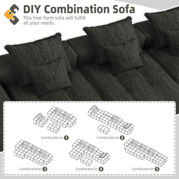 Modern Oversized Diy Combination, Modular Sectional Sofa With Pillows