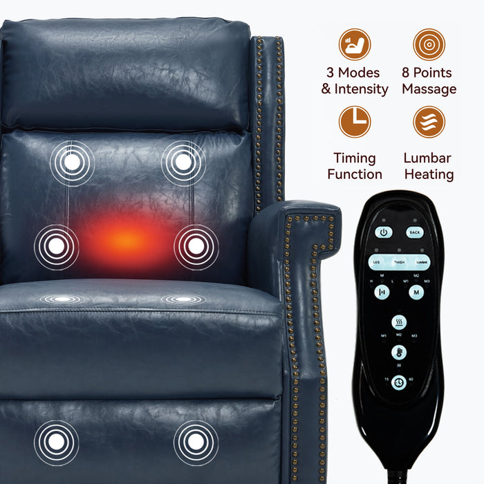 Manual Recliner Chair With Heavy Duty Motion Mechanism, 8 Vibrating Nodes And 3 Massage Modes For Living Room