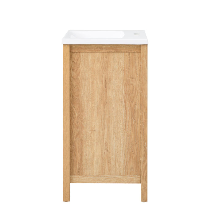 Bathroom Vanity With Sink, Adjustable Shelf & Door Organizers - Walnut