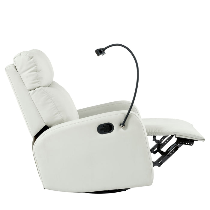 Rocking Recliner Chair, 360 Degree Swivel Nursery Rocking Chair, Glider Chair, Modern Small Rocking Swivel Recliner Chair For Bedroom, Living Room Chair Home Theater Seat, Phone Holder - Light Gray