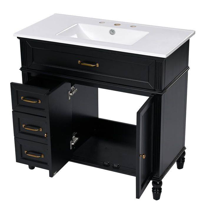 Bathroom Vanity With Sink, Freestanding Cabinet & Drawers