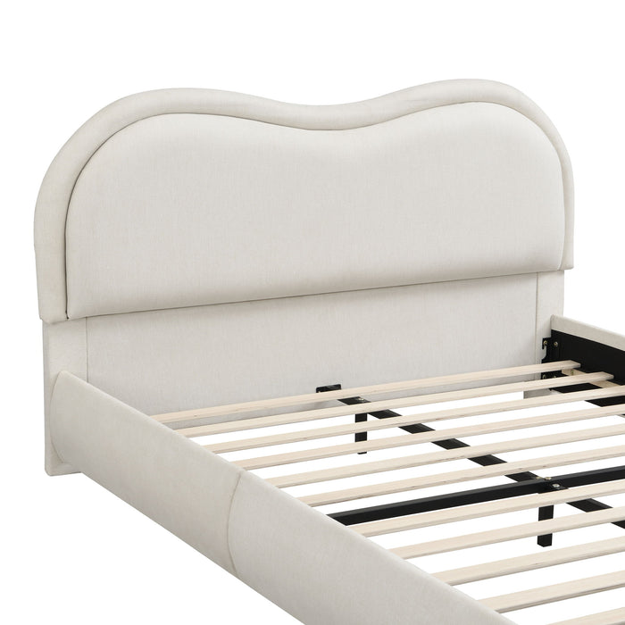 Upholstered Platform Bed Frame With Curved Headboard