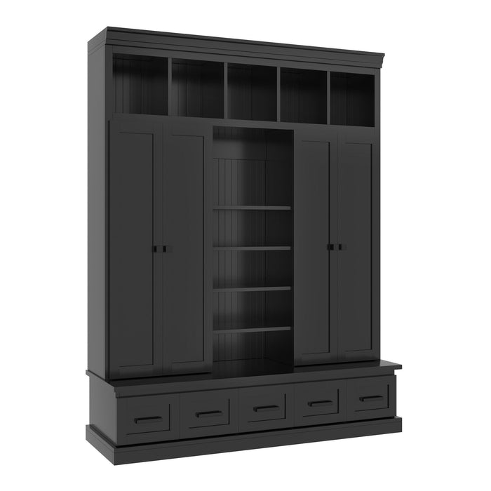 Hall Tree & Bench And 5 Storage Cubbies
