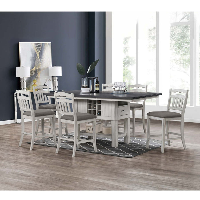 Counter Height Dining Chairs With Upholstered Cushion And Ladder Back Design (Set of 2) - Antique White