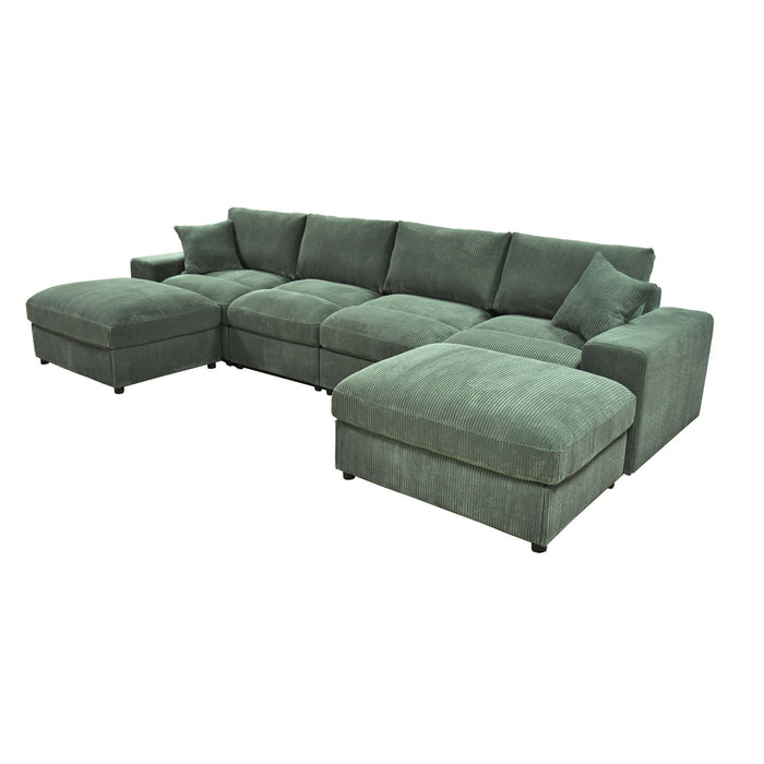 Sectional Sofa With 2 Ottomans And Toss Pillows