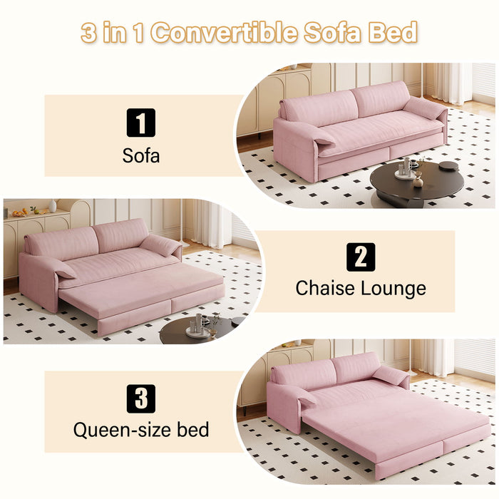 Queen Pull Out Sofa Bed With Side Storage