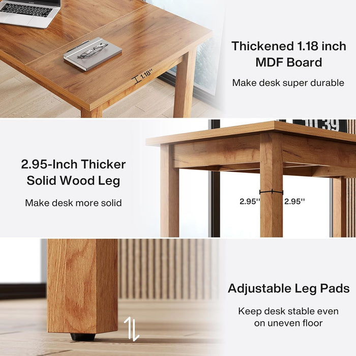 Executive Desk With Legs - Natural / Light Brown