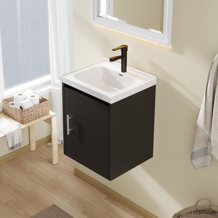 Floating Bathroom Vanity Combo, Wall Mounted Cabinet With Sink & Soft Close Doors For Small Bathrooms
